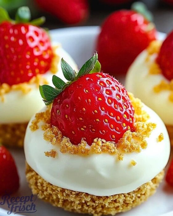 Gefüllte Erdbeeren mit Käsekuchenfüllung – Recept Frisch Gefüllte Erdbeeren mit Käsekuchenfüllung – Recept Frisch
