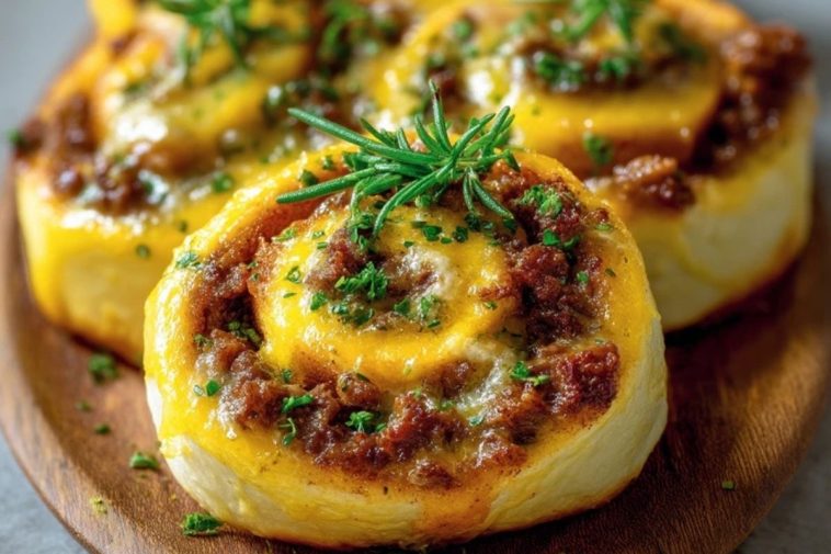 Cheeseburger-Röllchen mit Knoblauchbutter