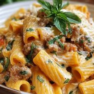 Cremige Rigatoni mit Salsiccia
