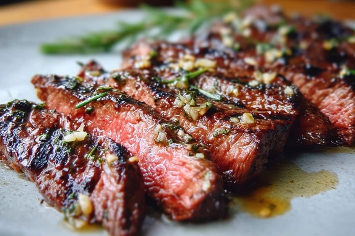Gegrilltes Skirt Steak mit Honig-Knoblauch