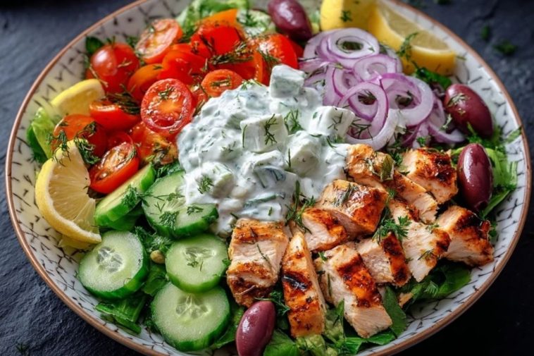 Griechischer Hähnchensalat mit Tzatziki