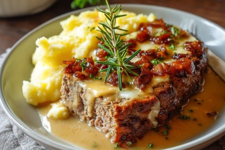 Hackbraten mit Kartoffelpüree und Käse