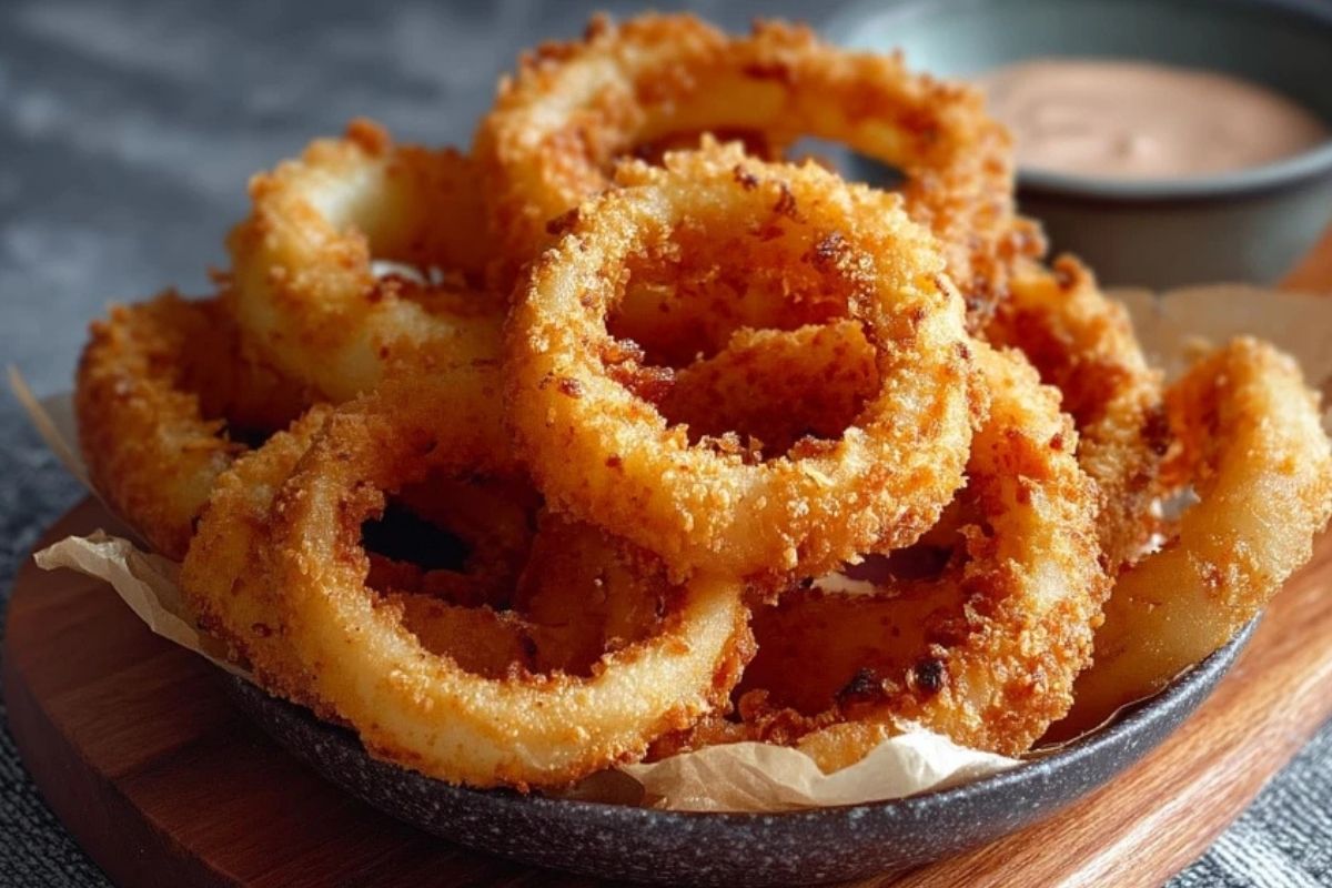 Hausgemachte knusprige Zwiebelringe