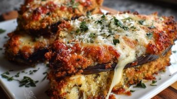 Knusprig gebackene Auberginen-Parmesan