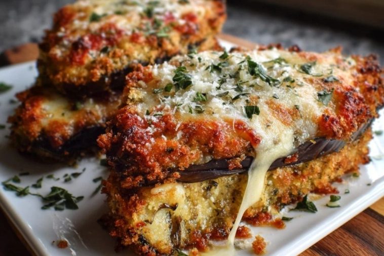 Knusprig gebackene Auberginen-Parmesan