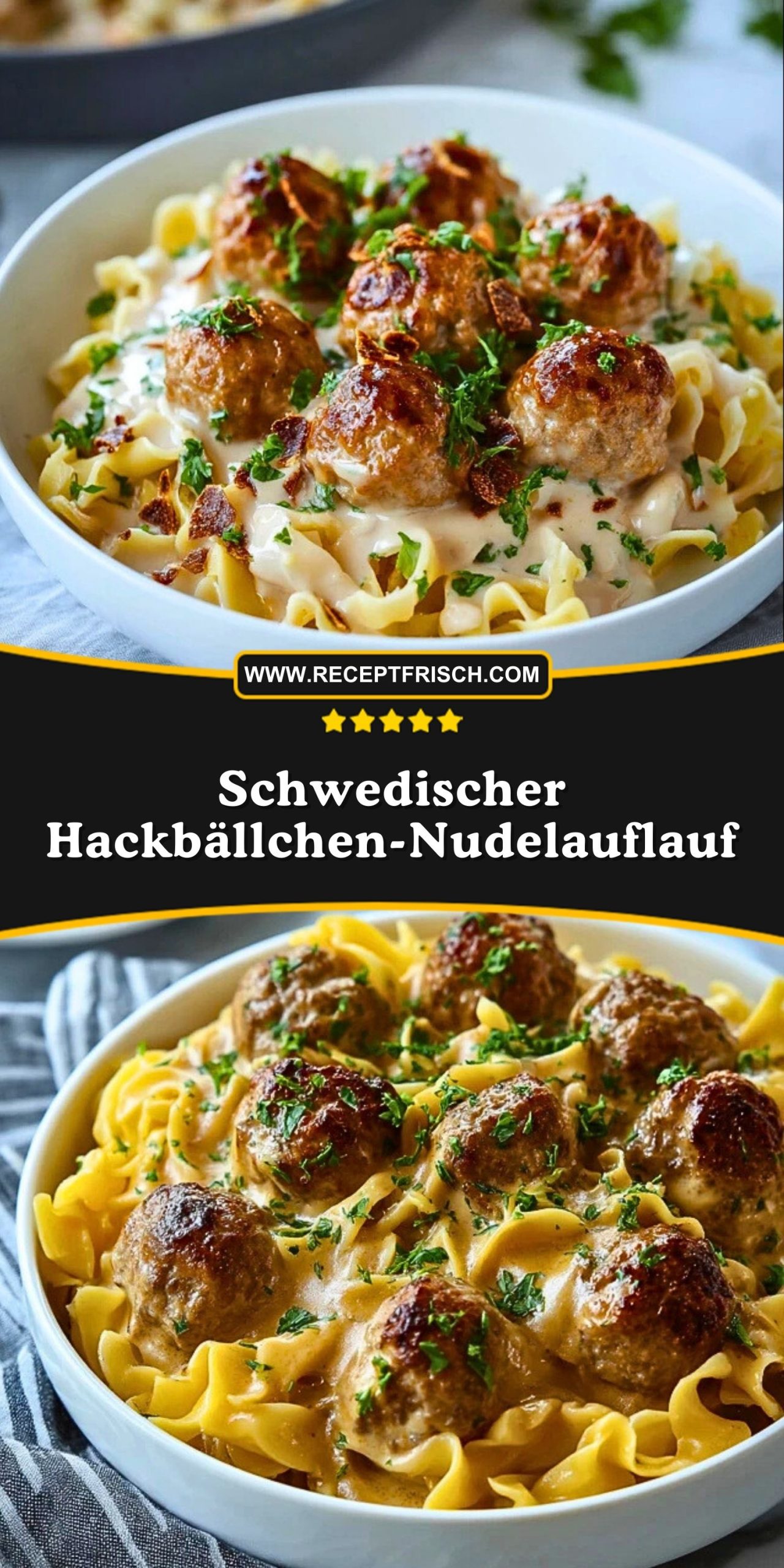 Schwedischer Hackbällchen-Nudelauflauf