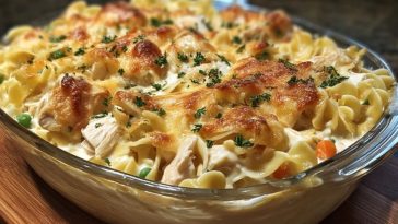Cremige Hühnchen-Nudelauflauf