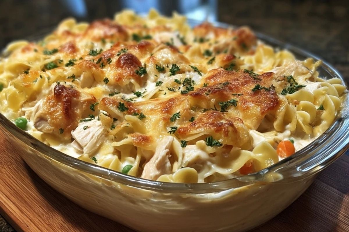 Cremige Hühnchen-Nudelauflauf