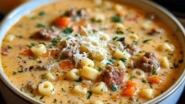 Cremige Parmesan-Italienische Wurst-Ditalini-Suppe