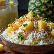 Cremiger Kokosnuss-Ananas-Reis