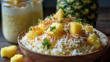 Cremiger Kokosnuss-Ananas-Reis