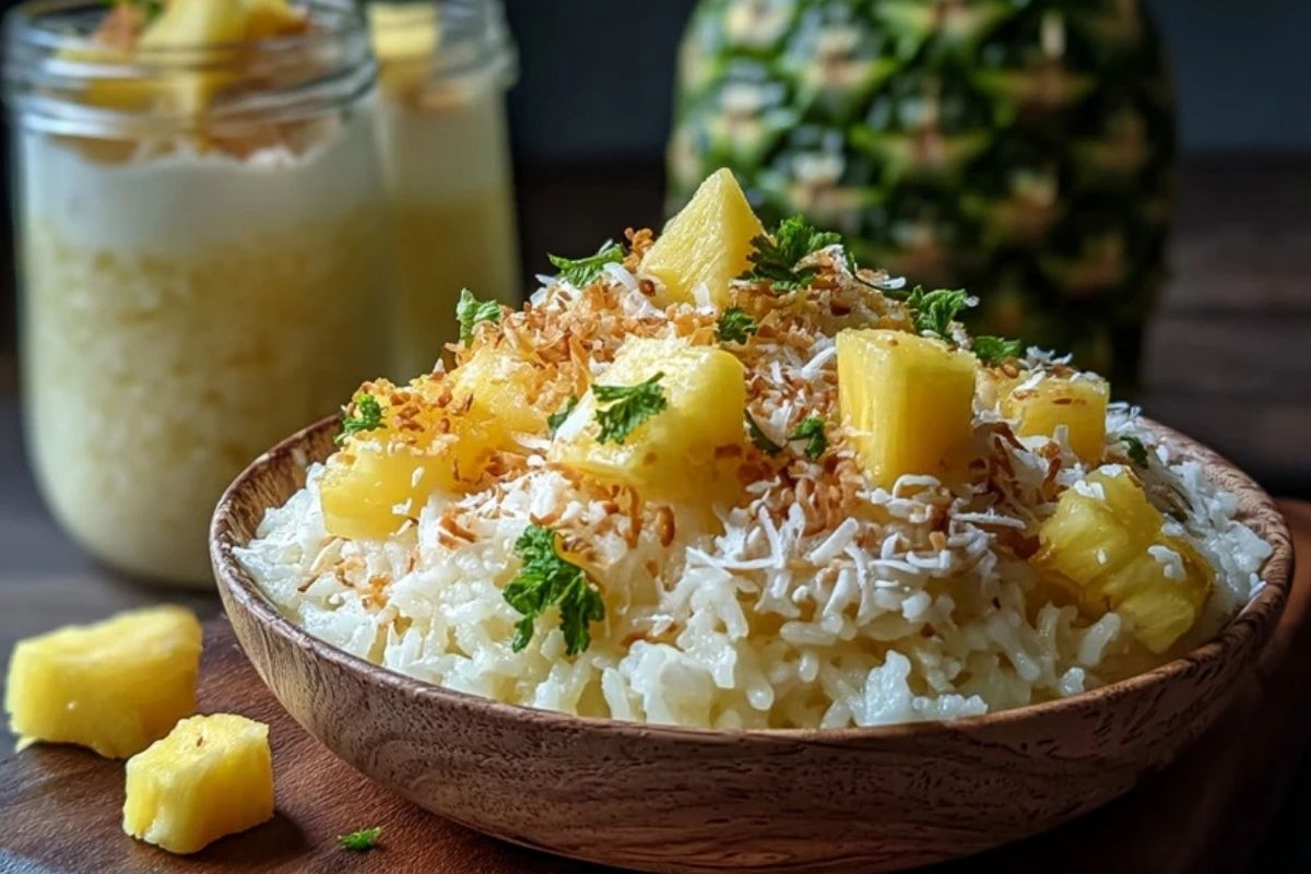 Cremiger Kokosnuss-Ananas-Reis