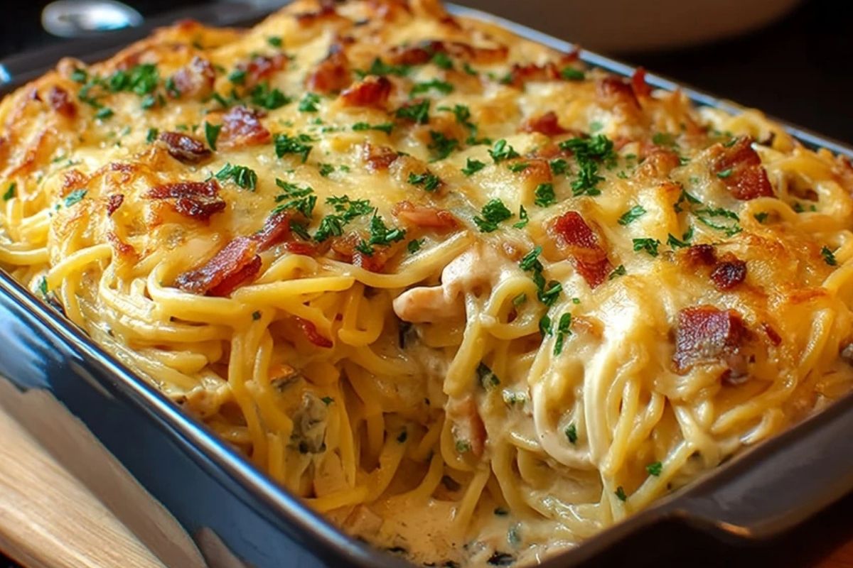 Cremiger Südstaaten-Spaghetti-Auflauf