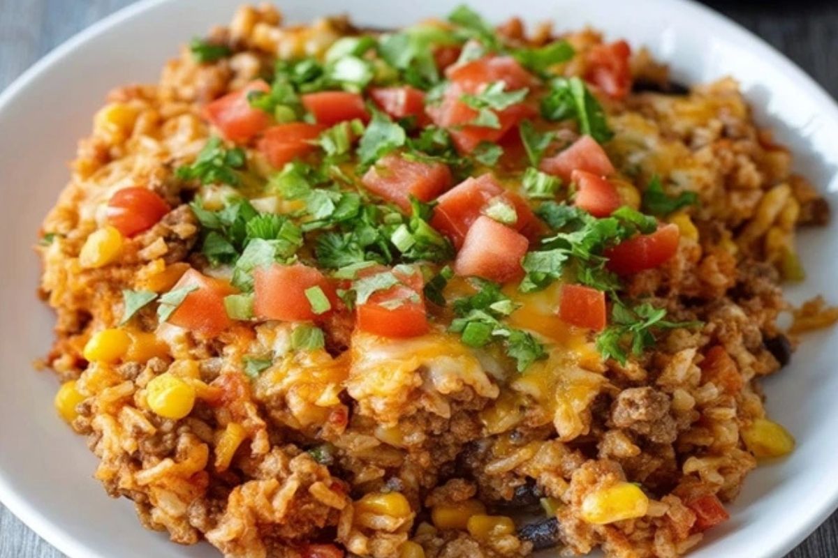 Einfache Mexikanische Reisauflauf aus einem Topf