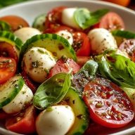 Frischer Gurken-Caprese-Salat