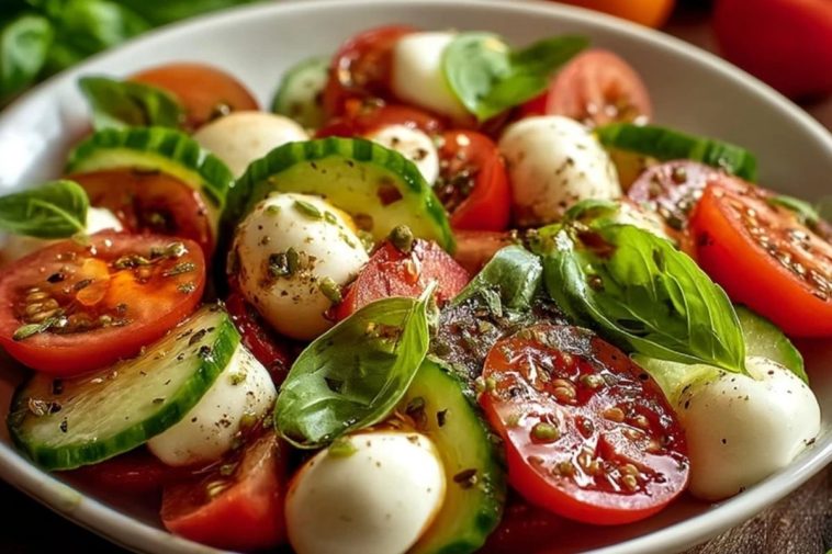 Frischer Gurken-Caprese-Salat