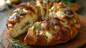 Karamellisierter Zwiebel- und Gruyère-Gefüllter Brotwreath