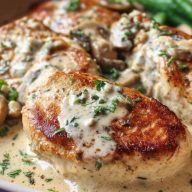 Boursin Hähnchen mit Pilzsauce