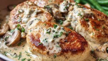 Boursin Hähnchen mit Pilzsauce