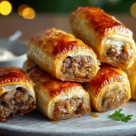 Einfache Weihnachtswürstchen im Blätterteig