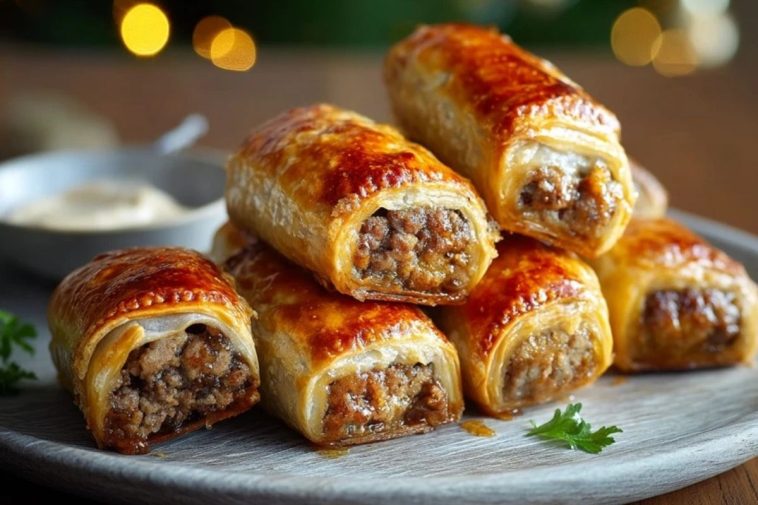 Einfache Weihnachtswürstchen im Blätterteig