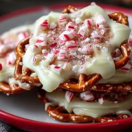 Einfache Weiße Schokoladen-Pfefferminz-Brezeln