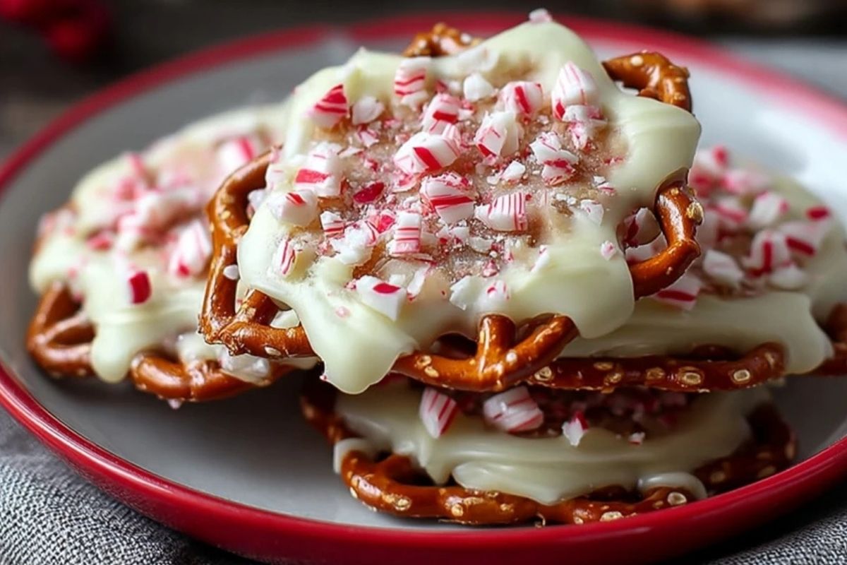 Einfache Weiße Schokoladen-Pfefferminz-Brezeln