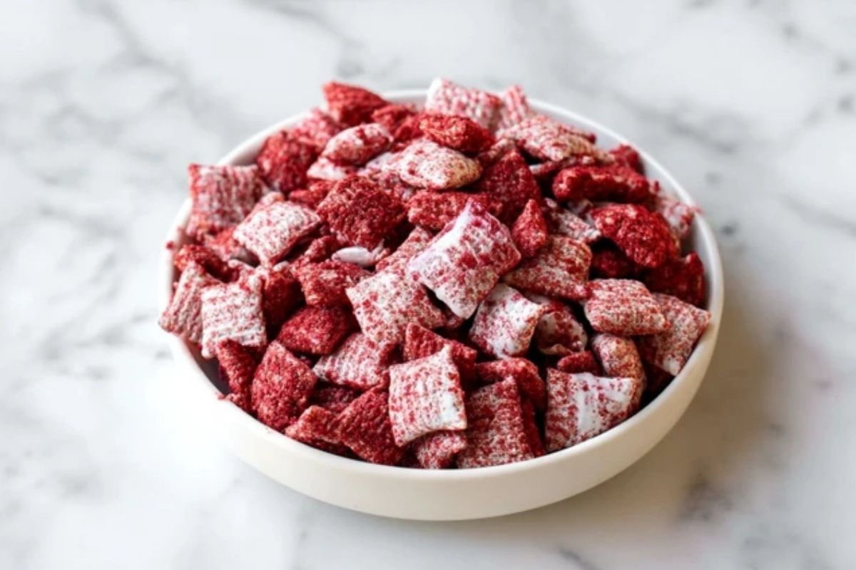 Easy Red Velvet Puppy Chow