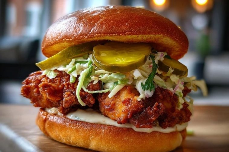 Essiggurkenmarinierter Frittierter Hähnchenburger