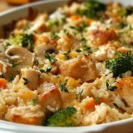 Gesunde Hähnchen-Reis-Auflauf