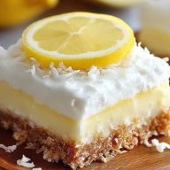 Kalte Zitronen-Kokos-Cheesecake-Riegel