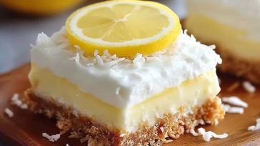 Kalte Zitronen-Kokos-Cheesecake-Riegel