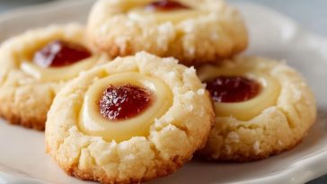 Köstliche Cheesecake-Daumenprint-Kekse