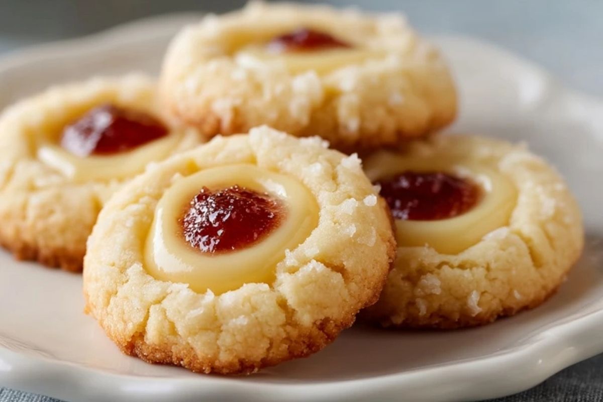 Köstliche Cheesecake-Daumenprint-Kekse