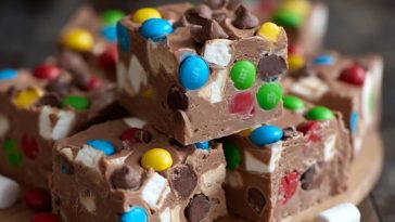 Schokoladen-Marshmallow-M&M-Fudge