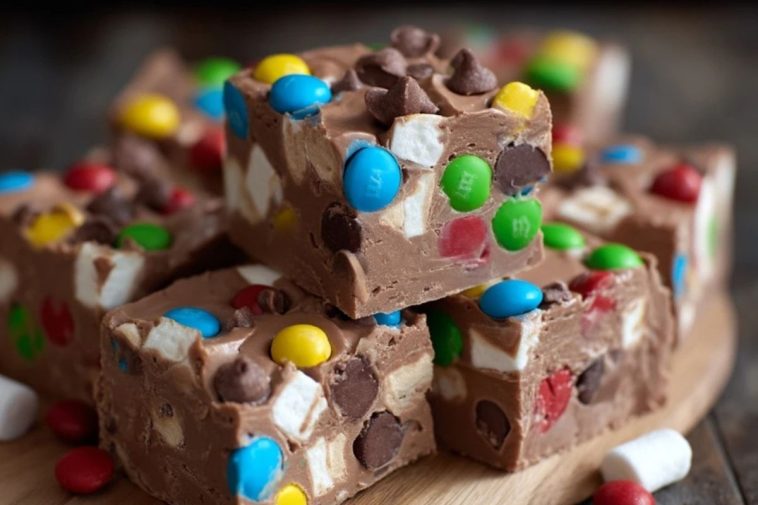 Schokoladen-Marshmallow-M&M-Fudge