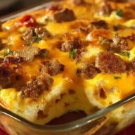 Wurst-Ei-Käse-Frühstücksauflauf