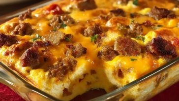 Wurst-Ei-Käse-Frühstücksauflauf