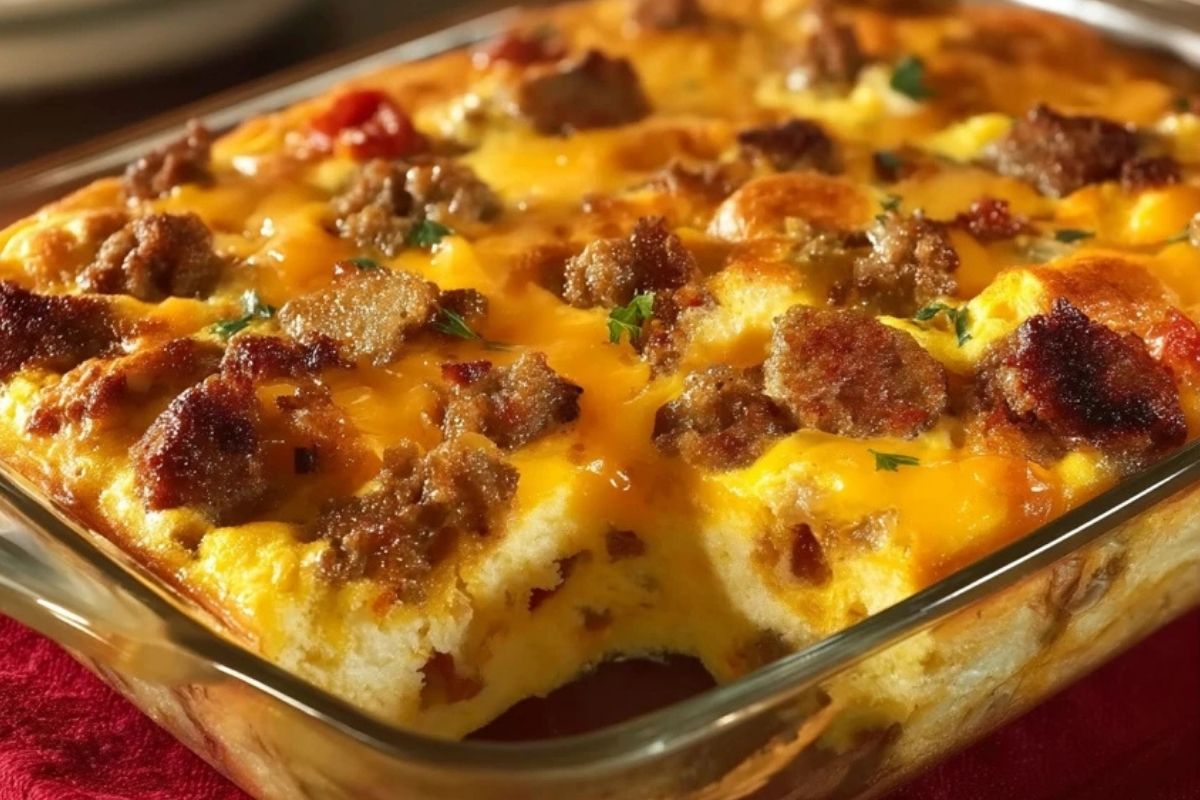 Wurst-Ei-Käse-Frühstücksauflauf