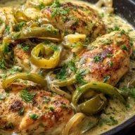 Würzige Cremige Pfefferoni-Hühnchen-Pfanne