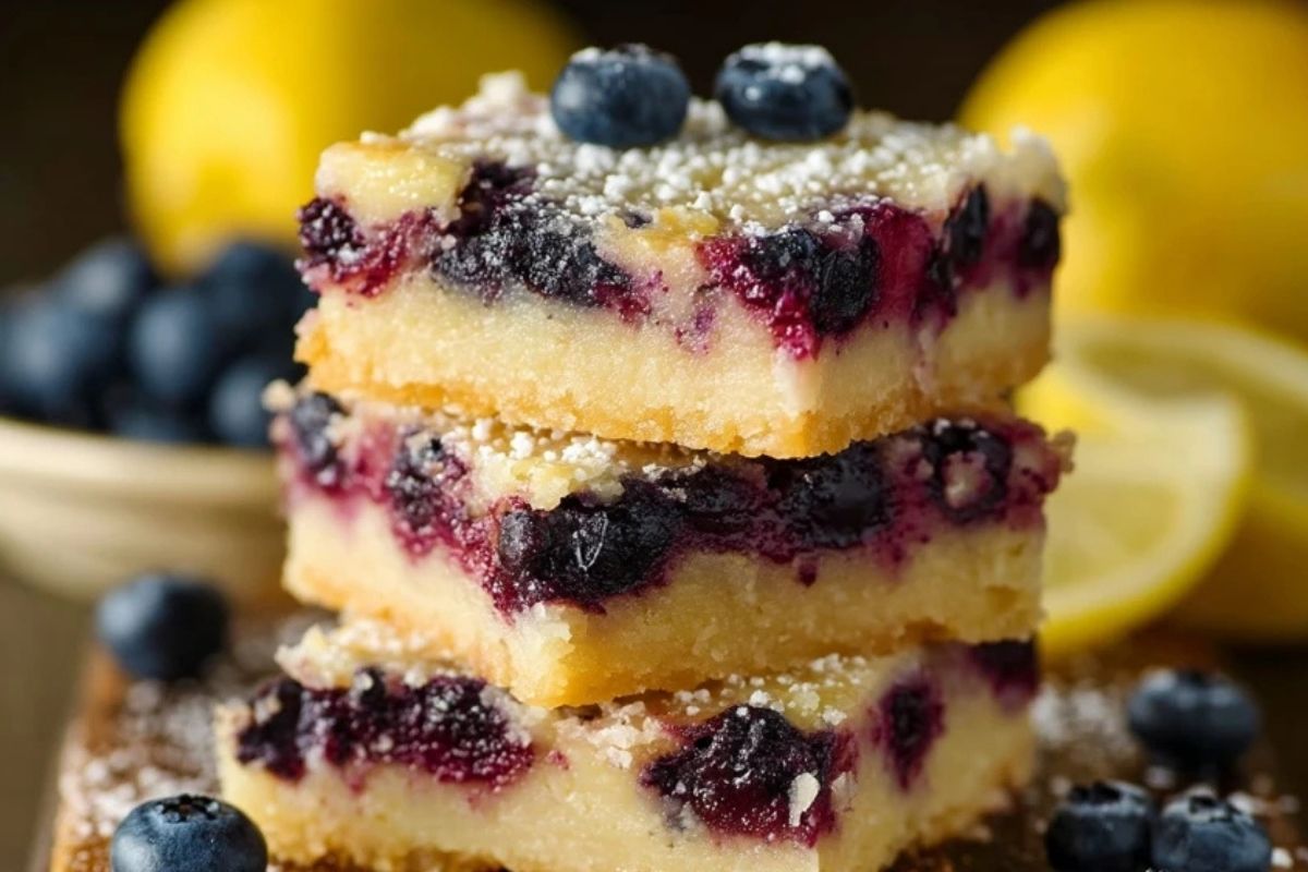 Zitronen-Blaubeer-Bars